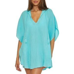 Trina Turk Serene Cotton Gauze Hooded Cover-Up Poncho Size Large‎